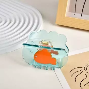 Заколка для волос в виде акулы из ацетата для морских животных, прозрачная заколка для волос в виде золотой рыбки, коготь для мытья лица синий