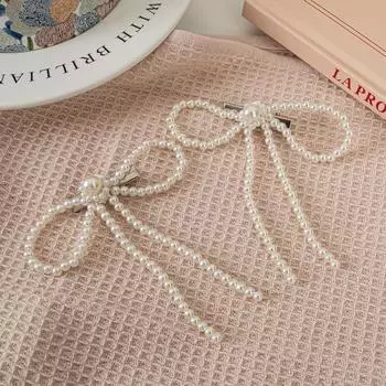 Заколка для волос в виде бабочки, банты, аксессуары для женщин, жемчуг феи, 2024, популярный винтажный дизайнерский мини-головной убор с заколкой