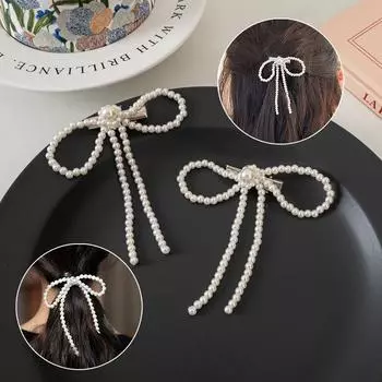 Заколка для волос в виде бабочки, банты, аксессуары для женщин, жемчуг феи, 2024, популярный винтажный дизайнерский мини-головной убор с заколкой