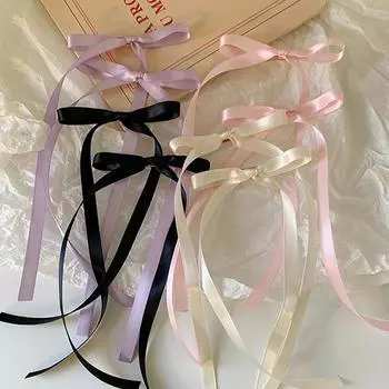 Заколка для волос в виде банта из ленты в корейском стиле, длинная заколка с кисточками, милый головной убор для женщин и девочек, модные аксессуары для волос для вечеринок GN