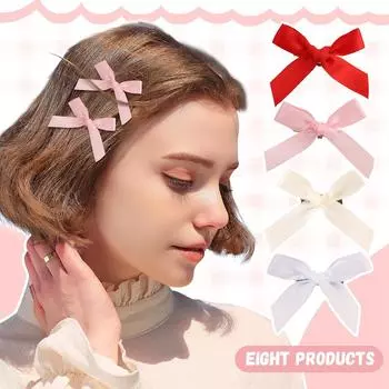 Заколка для волос в виде банта, милая заколка для лба, повязка на голову, симпатичная заколка для волос, 8 предметов One Size бежевый