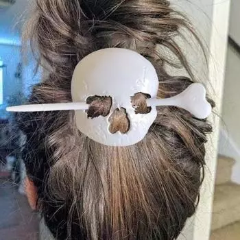Заколка для волос в виде черепа на Хэллоуин, пластиковая белая заколка для волос в виде черепа на скелете, готическая заколка для волос, украшение