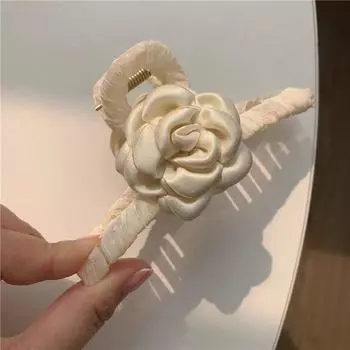 Заколка для волос в виде цветка розы для женщин, милая, милая, элегантная, модная, заколка-краб для волос, большие, темпераментные, подарочные аксессуары для волос 1pc белый