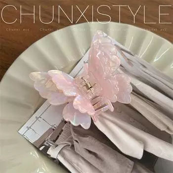 Заколка для волос в виде феи-бабочки, французская ретро-ацетатная крабовая заколка для волос, летняя милая принцесса, заколка-акула, спиральная шпилька, аксессуары для волос