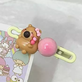 Заколка для волос в виде капибары с бантом, заколка для волос в виде животного из смолы, ваза с персиковым цветком, мультяшные заколки для волос, вечеринка ice cream