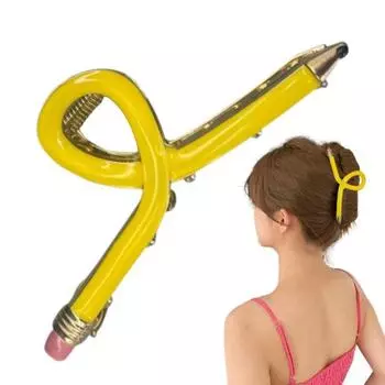 Заколка для волос в виде карандаша с нескользящей ручкой и заколкой для волос с легкой конструкцией, держатель для волос, аксессуар для школы жёлтый