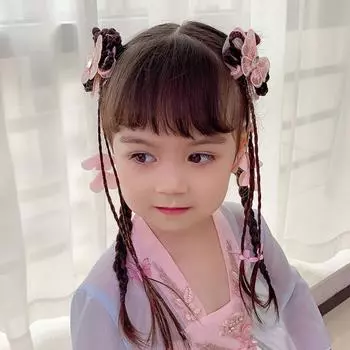 Заколка для волос в виде косы ханьфу для девочек, заколки для волос с цветочными кисточками, детские головные уборы, заколка для волос в виде бабочки в китайском стиле B2