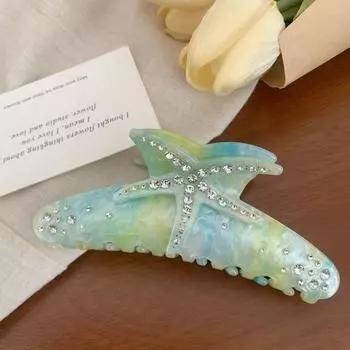 Заколка для волос в виде морской звезды со стразами, заколка для волос в корейском стиле, большая заколка в виде акулы, элегантная заколка для волос из ацетата, на каждый день