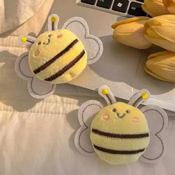 Заколка для волос в виде пчелы из плюшевой ткани, лоб, боковая бахрома, заколка, милый хлопковый клюв утки, вуаль, осень и зима