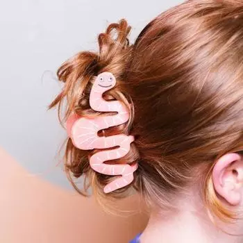 Заколка для волос в виде розового пластикового смайлика, заколка для волос в форме змеи, противоскользящая заколка для волос в виде головы акулы, аксессуар для волос розовый