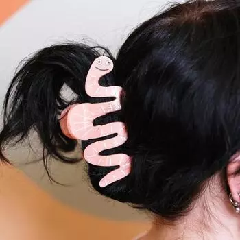 Заколка для волос в виде розового пластикового смайлика, заколка для волос в форме змеи, противоскользящая заколка для волос в виде головы акулы, аксессуар для волос розовый