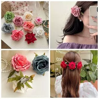 Заколка для волос в виде розы из ткани в стиле бохо для девочек, милая имитация цветка, женская заколка для волос style 6