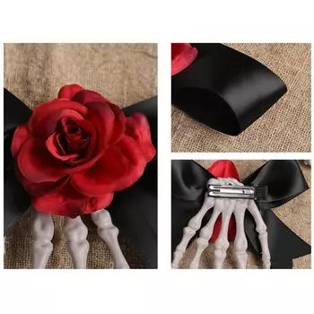 Заколка для волос в виде руки скелета на Хэллоуин, заколка для волос в виде призрака, бант из розы ужаса, заколка для волос в виде руки призрака, аксессуары для волос, открытки для вечеринок чёрный