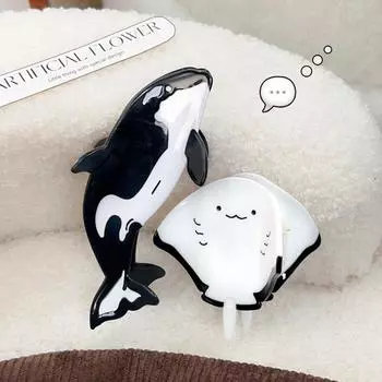 Заколка для волос в виде рыбки-манты Ocean Series, ацетат, морской организм, заколка для волос, аксессуары для волос Manta Ray