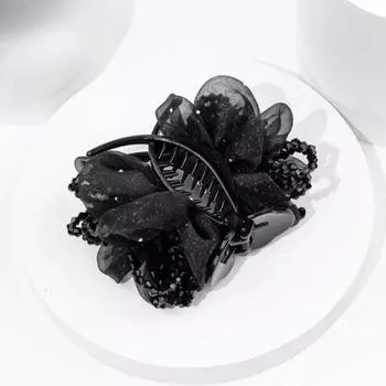 Заколка для волос Yousheng Hair Claw в форме цветка с сетчатыми блестками, легкая металлическая пружина, сверкающий дизайн, заколка для волос, аксессуары для волос чёрный
