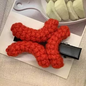 Заколка для волос Yousheng Wool Angry Graphic Design Однословная заколка Легкая Удобная повседневная заколка для волос для шопинга, вечеринок и встреч красный