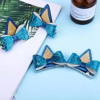 Заколка для волос, забавная компактная детская заколка ручной работы с собачьими ушками, бантик для волос, заколка с бантом для волос, Рождественский подарок