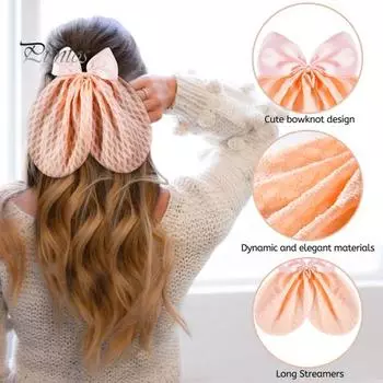 Заколка для волос женская шелковистая атласная большая лента-бантик заколки для волос бант декор для девочек длинный хвост бант аксессуары для волос чёрный