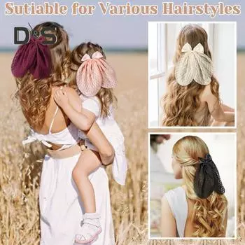 Заколка для волос женская шелковистая атласная большая лента-бантик заколки для волос бант декор для девочек длинный хвост бант аксессуары для волос светло-желтого