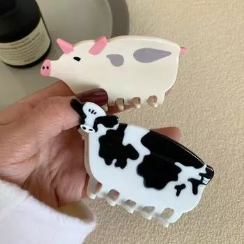 Заколка для волос животных, нескользящая, сильная фиксация, форма коровы, свиньи, цыпленка, женщины, девушки, длинные, толстые, тонкие, вьющиеся зажимы для волос, модные аксессуары для волос A