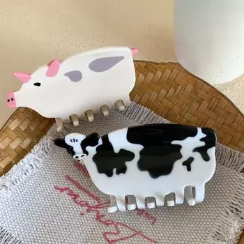 Заколка для волос животных, нескользящая, сильная фиксация, форма коровы, свиньи, цыпленка, женщины, девушки, длинные, толстые, тонкие, вьющиеся зажимы для волос, модные аксессуары для волос A