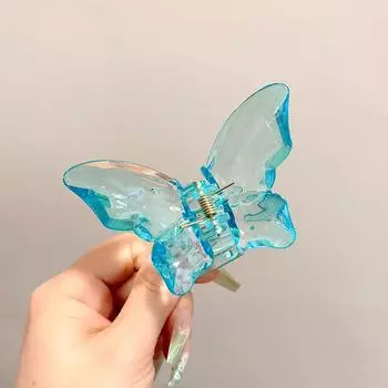Заколка-краб для волос в виде бабочки-русалки для девочек, зажим для головы, прозрачные большие заколки-акулы, заколки для волос, головной убор, аксессуары для волос Size fits all