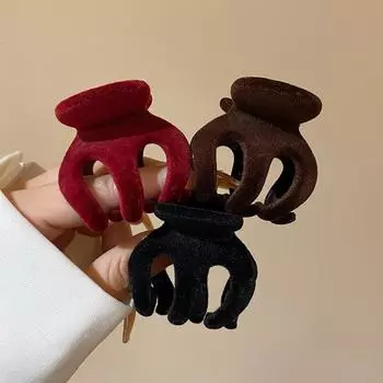 Заколка-тыква с флокированными краями для высокого конского хвоста - маленькая шпилька с украшением для волос 5CM чёрный