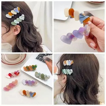 Заколка-уточка Ацетатная заколка для волос в форме сердца Три заколки для волос в форме сердца Любовь Пляж StyleD