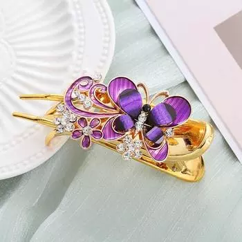 Заколка-уточка со стразами, женская, для волос, заколка-бабочка, корейский стиль, шпилька синий