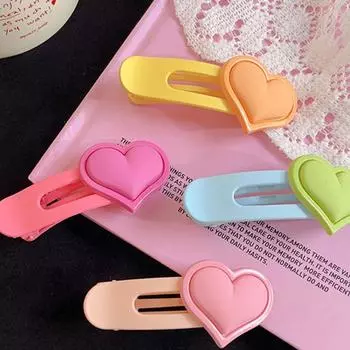 Заколка-уточка в форме сердца BB-заколка в корейском стиле, милые заколки для волос сладких конфетных цветов для детей розовый