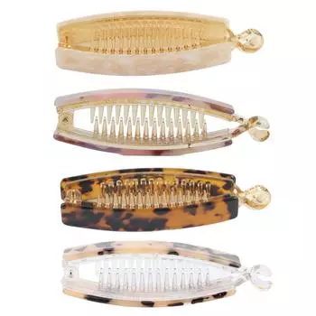 Заколки-бананы для волос, нескользящие заколки для волос, модные длинные аксессуары для укладки волос для девочек и женщин Beige Tortoiseshell