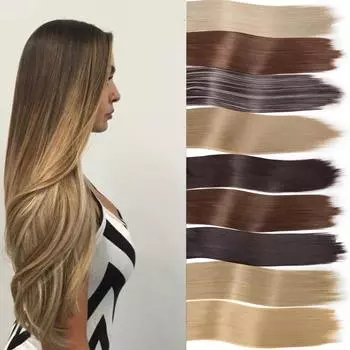 Заколки для наращивания волос Женские натуральные волосы для наращивания 6 шт./компл. 16 цветов 22-дюймовый синтетический кусок волос