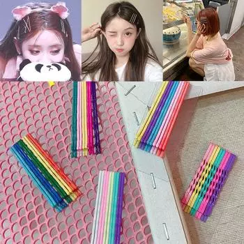 Заколки для волос, 10 шт./лот, геометрические заколки ярких цветов, аксессуары для волос для девочек 1#