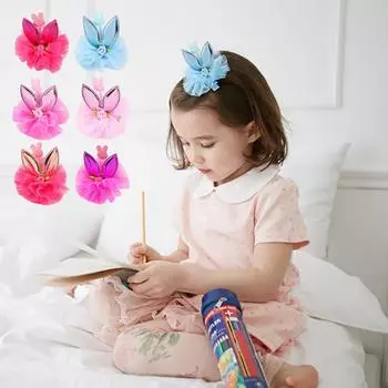 Заколки для волос для девочек, милый мультяшный кролик, кружевной дизайн, заколка для волос, детские аксессуары для волос принцессы C