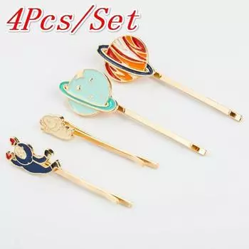 Заколки для волос из цинка, 3D-заколки для волос в виде планеты, астронавта, кролика, модные женские аксессуары для волос