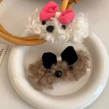 Заколки для волос из овечьей шерсти с героями мультфильмов для собак, зимние милые заколки для волос Bb, креативные плюшевые заколки для волос для собак, мытье лица