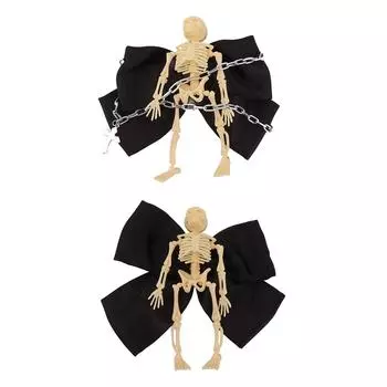 Заколки для волос на Хэллоуин для женщин и девочек, заколки в виде костей скелета с бантом для костюмов, вечеринок, прически, декабрь 6109