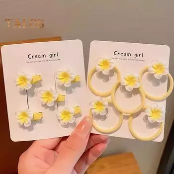 Заколки для волос, резинки для волос, Нескользящие заколки для волос с милым цветком плюмерии, кольца для волос, декоративные пластиковые аксессуары для волос для женщин и девочек A