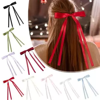 Заколки для волос с бантом для женщин и девочек, ленты для волос с кисточками, резинки для волос с бантом и длинным хвостом, аксессуары для волос для малышей, подростков, детей One Size
