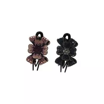 Заколки для волос с бантом и цветком U-образной формы, женские заколки-уточки, заколки для волос со стразами и цветком, повседневные