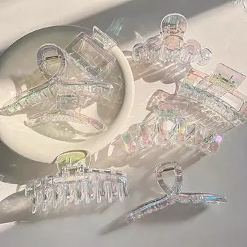 Заколки для волос с градиентом цвета, геометрические заколки, аксессуары для волос в виде краба