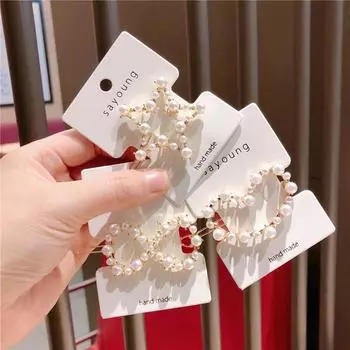 Заколки для волос с искусственным жемчугом для женщин, модная заколка для волос с полым сердцем, заколки для девочек, аксессуары для волос