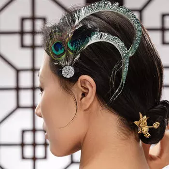 Заколки для волос с павлиньими перьями для женщин, элегантные аксессуары, повязка на голову для девочек, фестиваль выпускного вечера style A