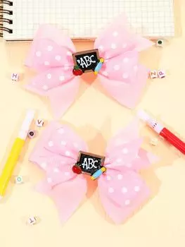 Заколки для волос «Снова в школу» Карандаш Яблоко Буква Заколка для волос для девочек Милые бантики Заколки Ручной работы Зажимы для волос Детские аксессуары для волос
