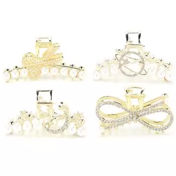 Заколки для волос со стразами для женщин и девочек, изысканные декоративные заколки для волос из искусственного жемчуга 2# Bowknot