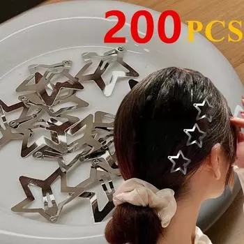 Заколки для волос со звездами серебристого цвета, боковая заколка для девочек, милая металлическая филигранная заколка со звездой, женские ювелирные изделия, аксессуары для волос 2pcs