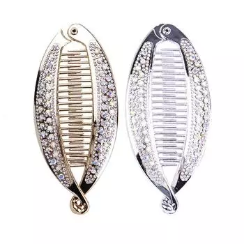 Заколки для волос в форме банана со стразами, держатель для хвоста для женщин и девочек, заколки-бананы, крабы, когти, аксессуары для укладки волос золотой