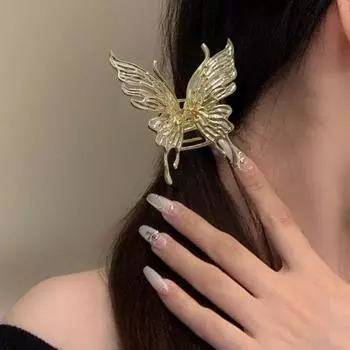 Заколки для волос в виде бабочек для женщин, металлические нескользящие блестящие заколки для волос, элегантные аксессуары для волос в виде бабочек для повседневной носки, свадеб, вечеринок серебряный