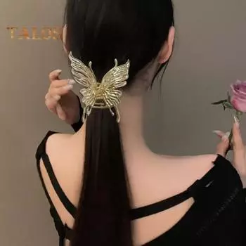 Заколки для волос в виде бабочек для женщин, металлические нескользящие блестящие заколки для волос, элегантные аксессуары для волос в виде бабочек для повседневной носки, свадеб, вечеринок серебряный