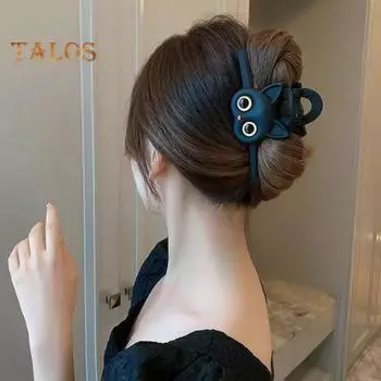 Заколки для волос в виде мультяшных кошек, женские декоративные зажимы с прочным захватом, аксессуары для волос для девочек, шиньон белый